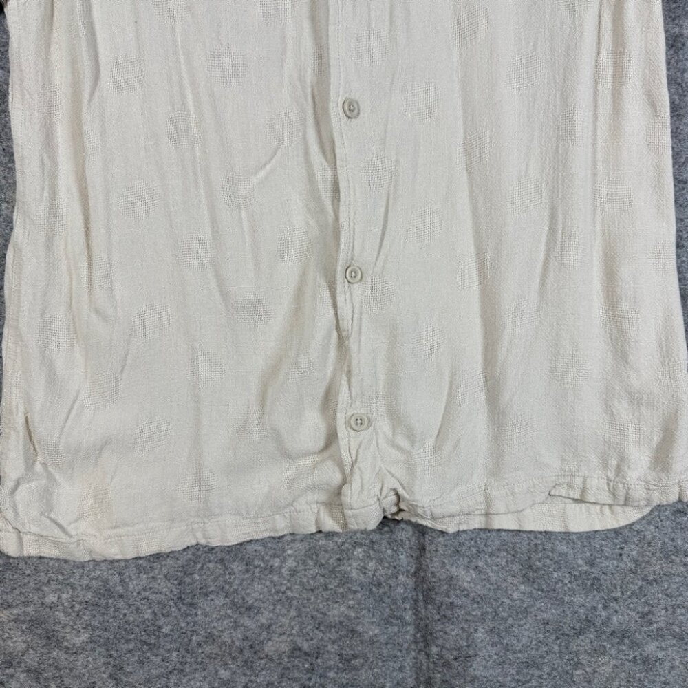 Common People Linen Blend Textured Polka Dot Button Up Shirt Size L Resort Wear - Picture 5 of 14